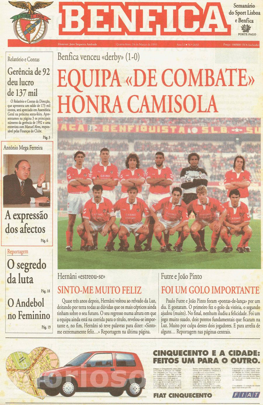 jornal o benfica 2632 1993-03-24